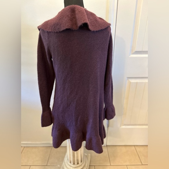 Style & Co Small purple Waterfall Ruffle Long Cardigan wool blend - Picture 3 of 5